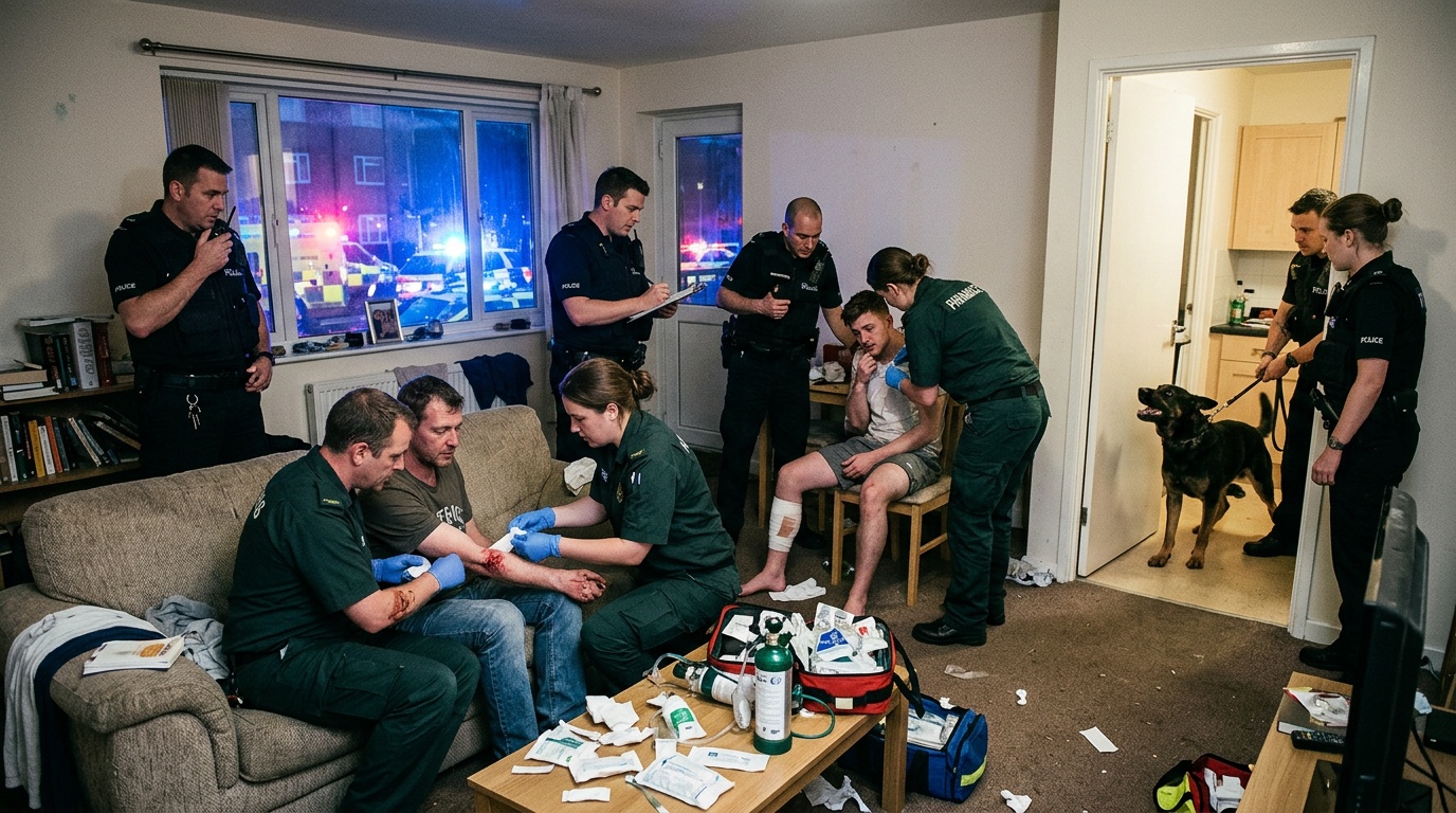 Kamphund bet två män i Jordbro, en allvarligt skadad