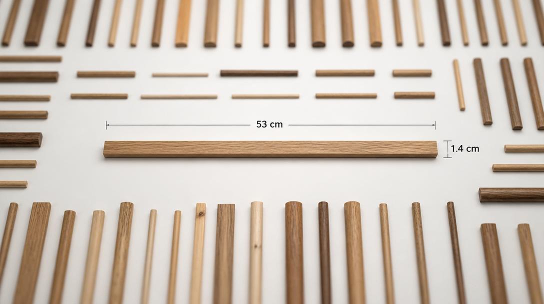 Konstnärspar har tagit fram måtten på den optimala pinnen: 53 cm lång och 1,4 cm bred