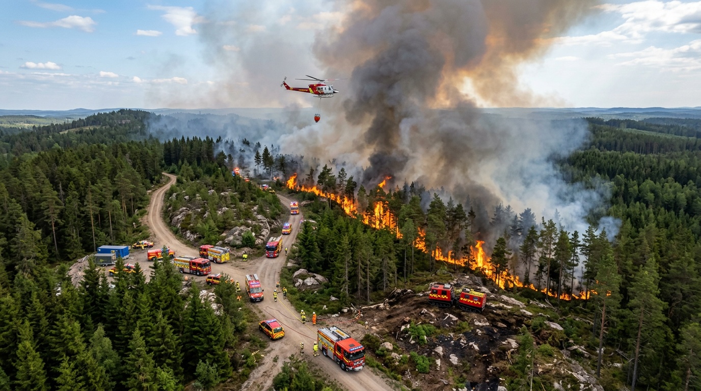 Kraftig gräsbrand vid Hammarsjön, vattenbombning kan bli aktuell