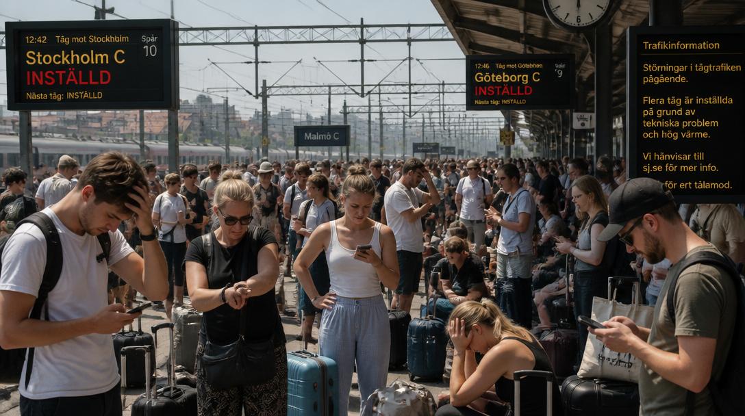 Kraftiga tågförseningar mellan Göteborg och Stockholm väntas hålla i sig till kväll