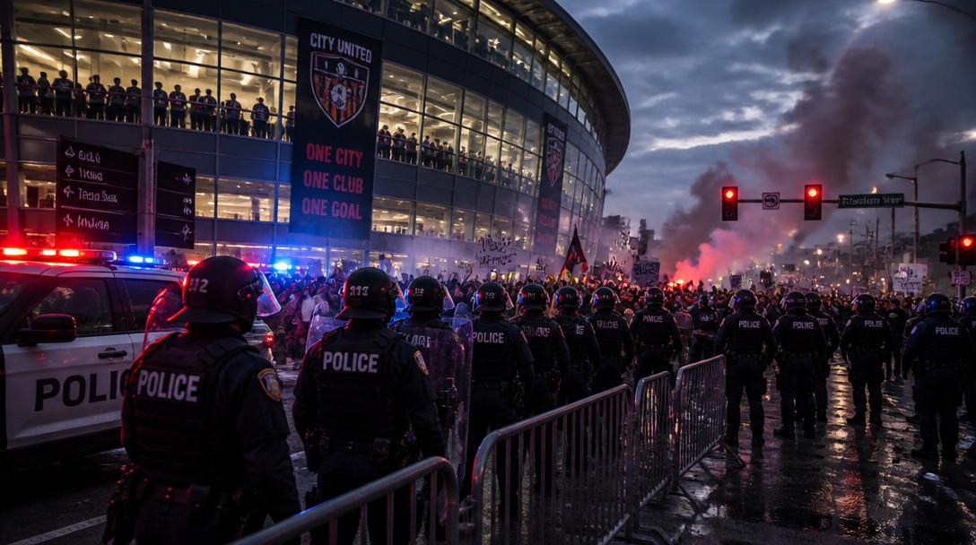 Kravaller utanför Azteka-stadion under VM-match: "En krigszon"