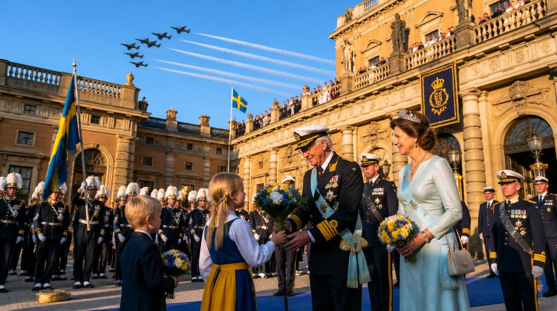 Kung Carl Gustaf firar 80 år med salut och flyguppvisning