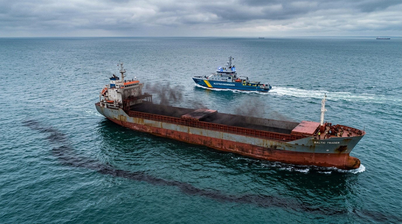 Kustbevakningen bordade ryskt bulkfartyg utanför Ystad efter misstänkt miljöbrott