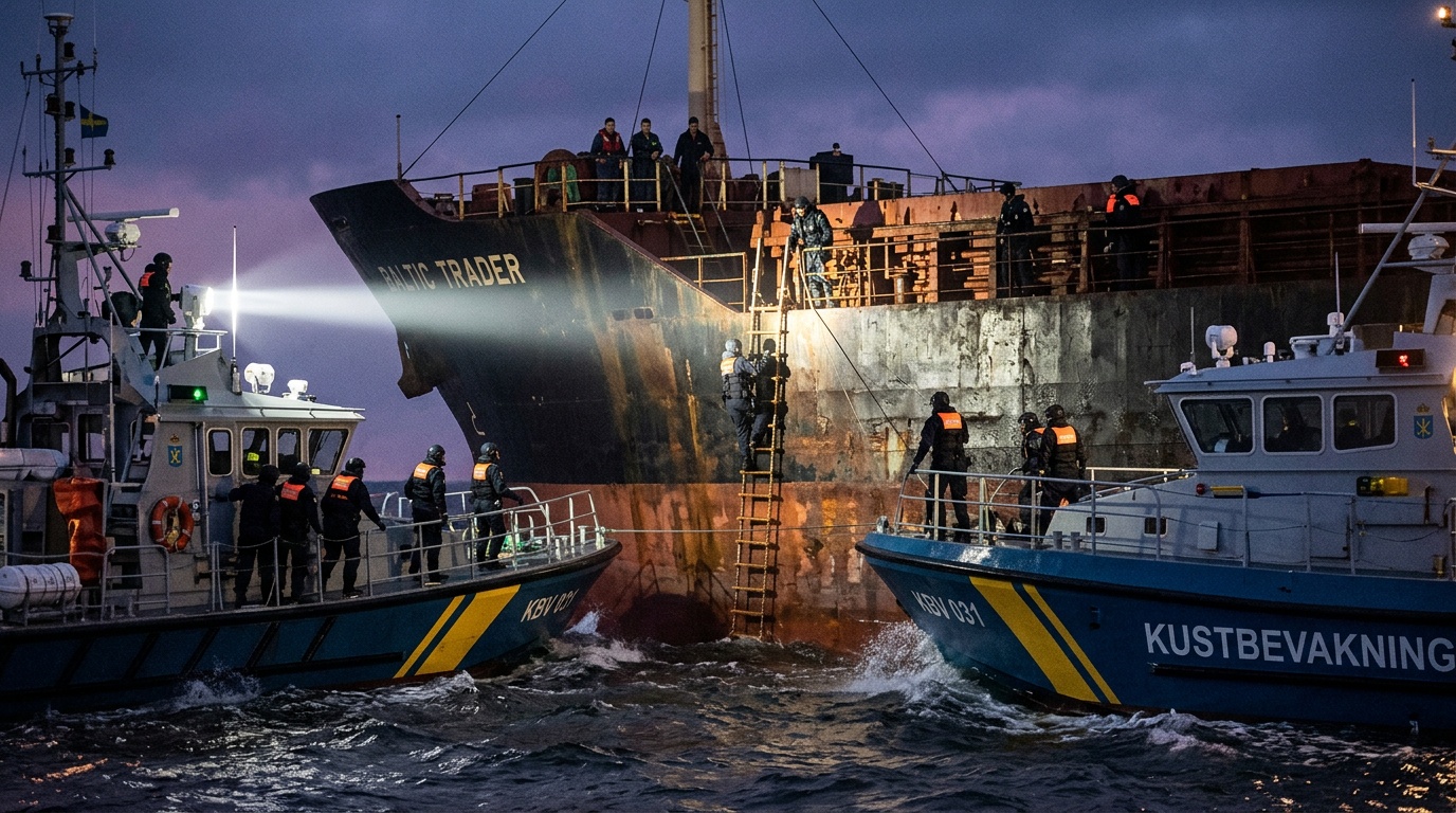 Kustbevakningen bordar andra misstänkta skuggflottfartyget på en vecka utanför Trelleborg