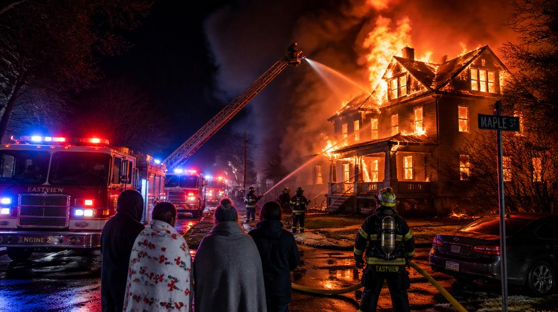 Kvinna förd till sjukhus efter brand i flerfamiljshus i Västerås