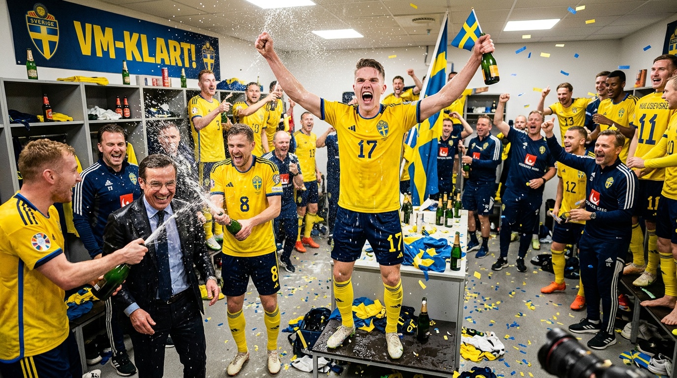 Lagerbielke sprutade ner statsministern med champagne efter VM-avancemanget