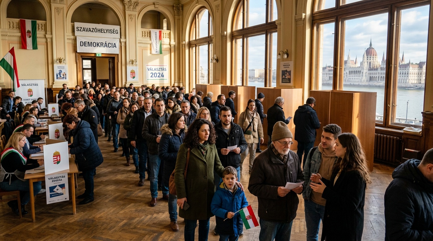 Långa köer utanför Ungerns ambassad i Stockholm inför avgörande val