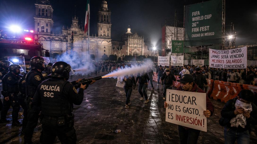 Lärarprotester i Mexico City hotar VM-arrangemanget