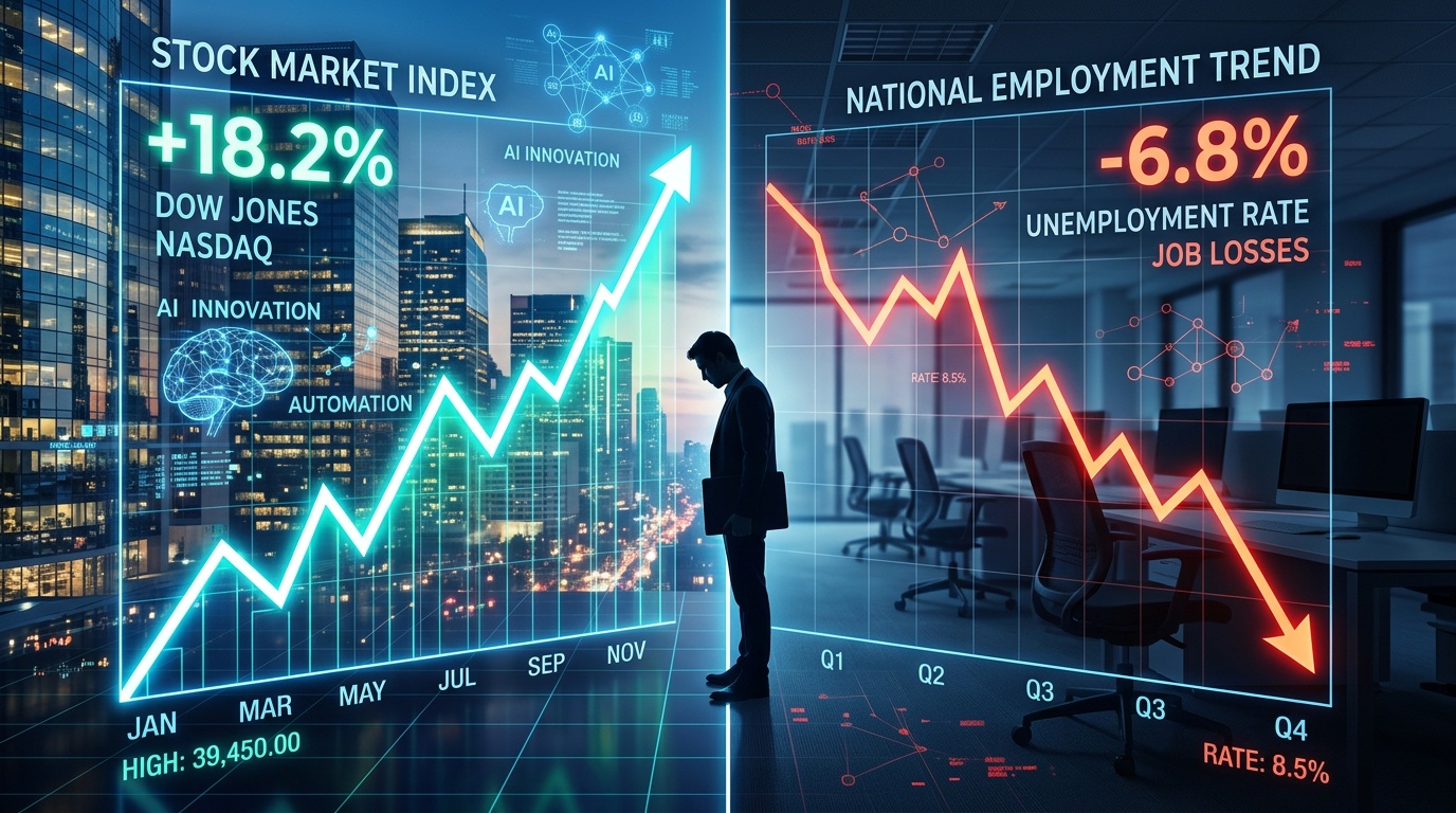 "Läskigaste grafen" oroar: AI pekas ut när börsen stiger och jobbannonser faller