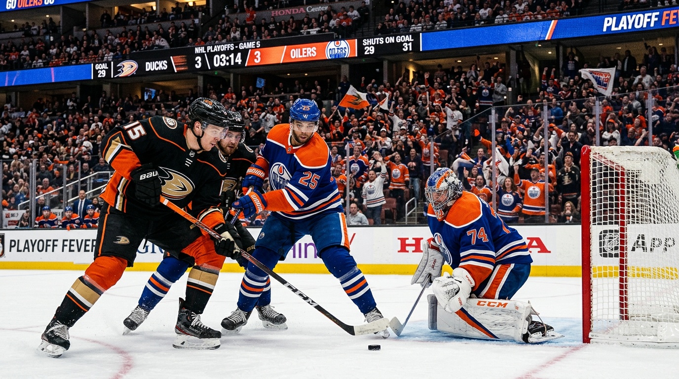 Leo Carlsson gjorde mål och assist i slutspelsdebuten, men Anaheim föll mot Edmonton med 4–3
