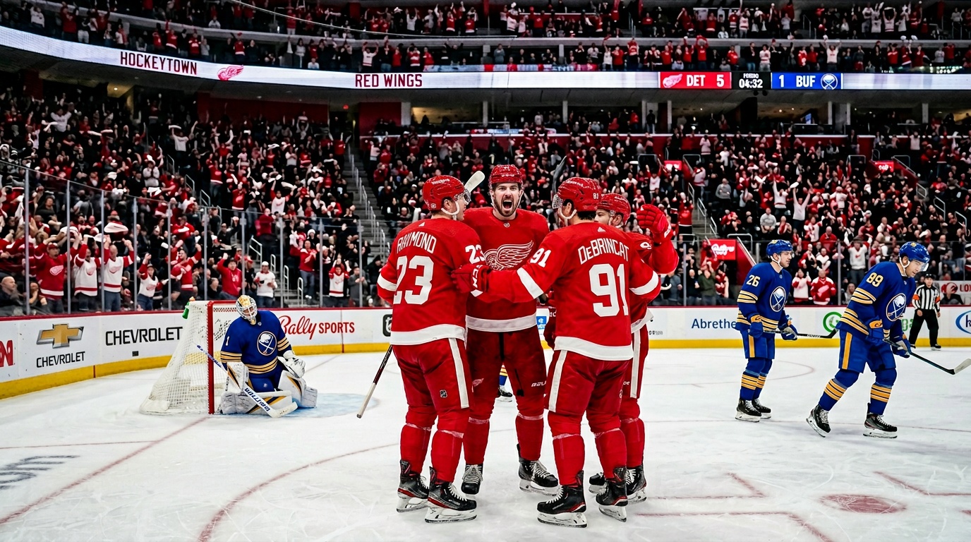 Lucas Raymond matchhjälte när Detroit slog serieledande Buffalo 5–2