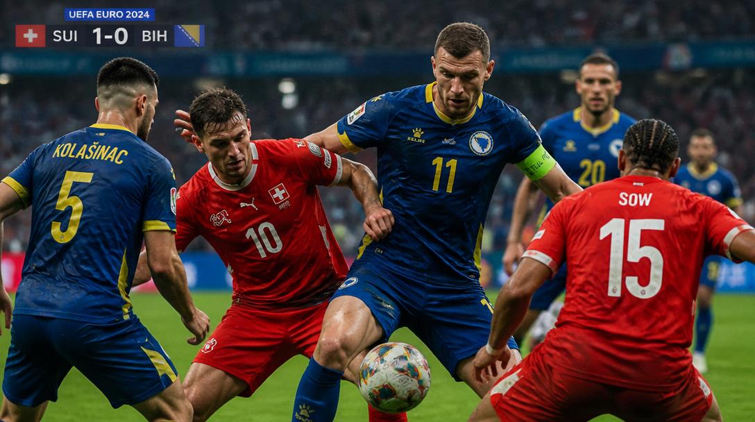 Mållöst i halvtid mellan Schweiz och Bosnien i VM-gruppspelet