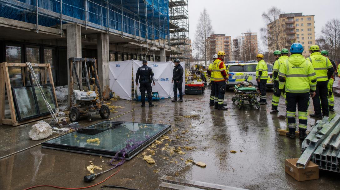 Man fick 250 kilo tungt fönster över sig på byggarbetsplats i Skåne