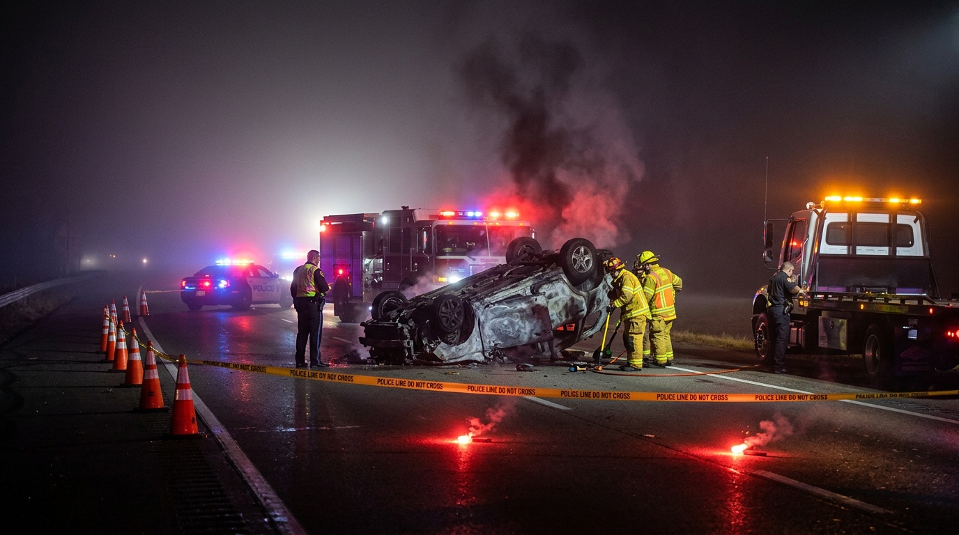 Man i 20-årsåldern livshotande skadad efter att bil fattade eld utanför Värnamo