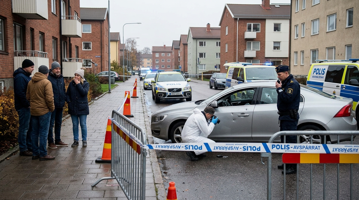 Man i 25-årsåldern skjuten till döds i centrala Södertälje, barn bevittnade dådet