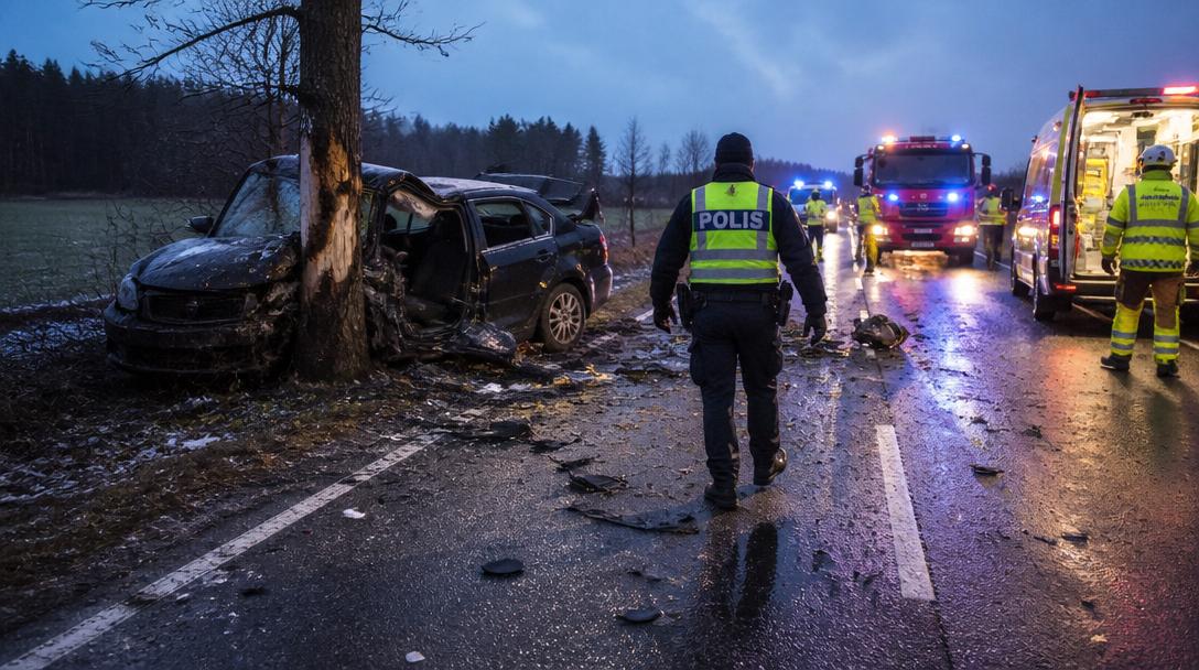 Man i 40-årsåldern död efter att ha krockat med träd i Ludvika