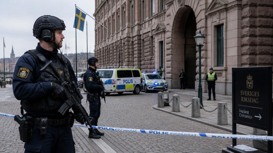 Man i 40-årsåldern gripen efter försök att ta skyddsvakts vapen vid riksdagen
