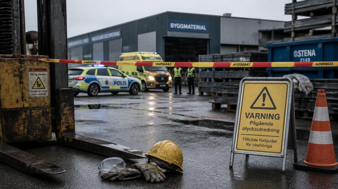 Man i 50-årsåldern dog i arbetsplatsolycka i Norrköping