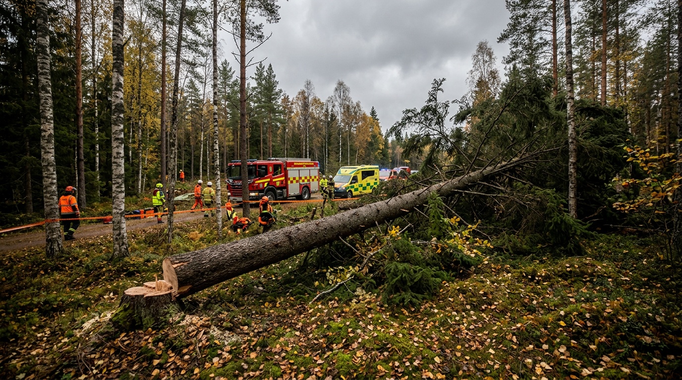 Man i 60-årsåldern dog efter trädfällningsolycka i Tierps kommun