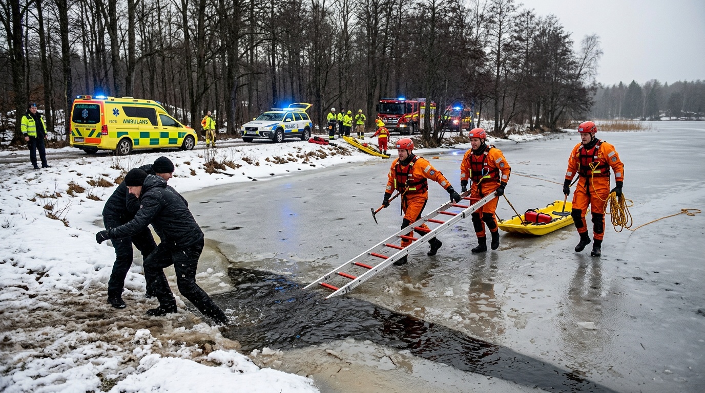 Man i 85-årsåldern dog när isen brast vid Vinön i Hjälmaren