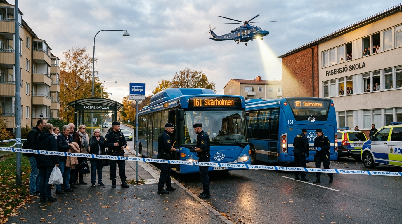 Man skjuten på SL-buss i Tyresö, nära anhörig bland vittnena