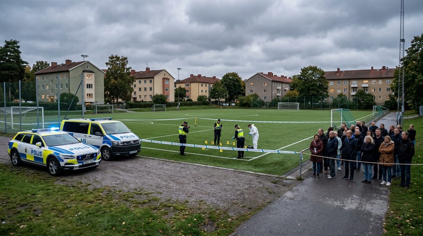 Man skjuten vid fotbollsplan i Vårby gård, kvinna misstänkt