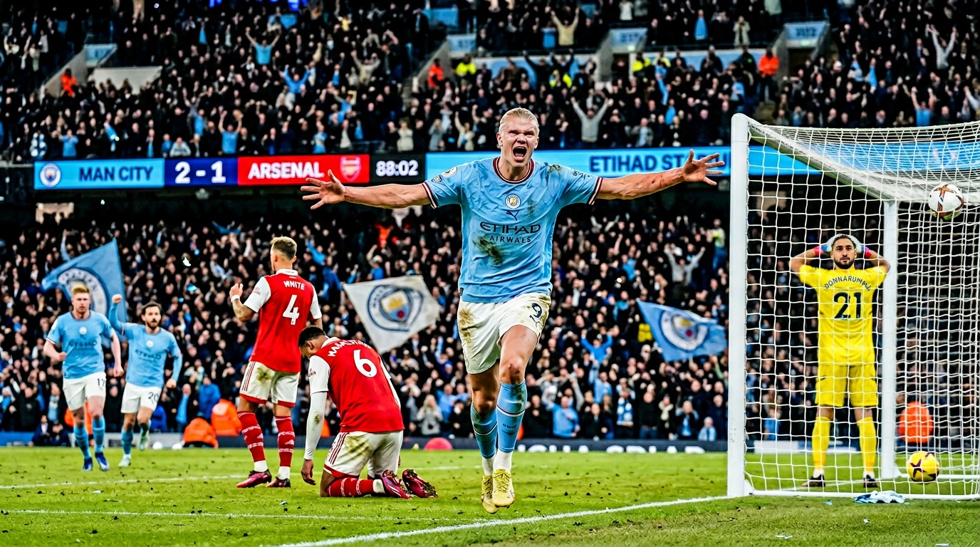 Manchester City vann toppmötet mot Arsenal – tre poäng skiljer med fem omgångar kvar