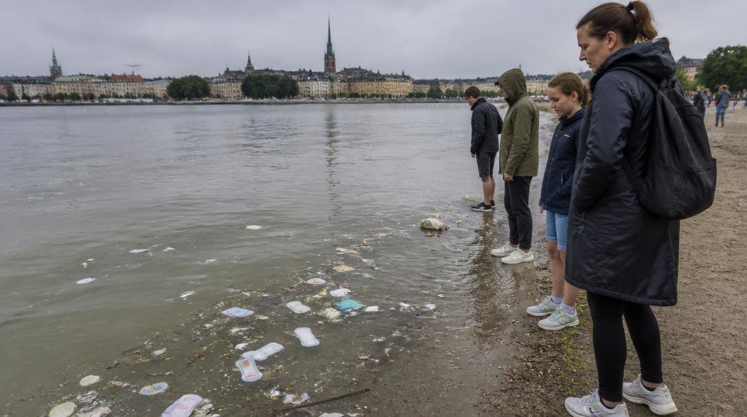 Miljontals liter orenat avlopp i Mälaren, kondomer och bindor syns vid badplats