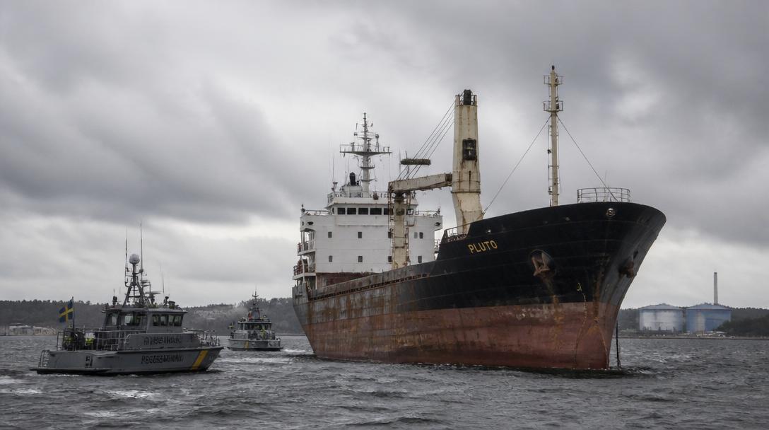 Misstänkt skuggflottefartyg stoppas utanför Trelleborg