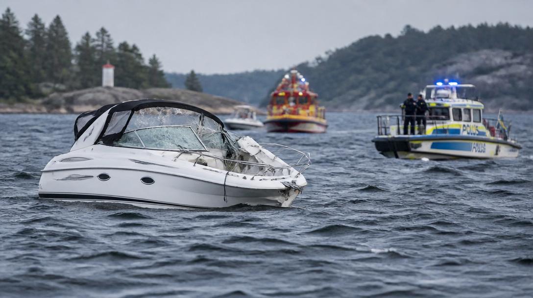 Motorbåt körde in i fyr i Furusund, kvinna allvarligt skadad