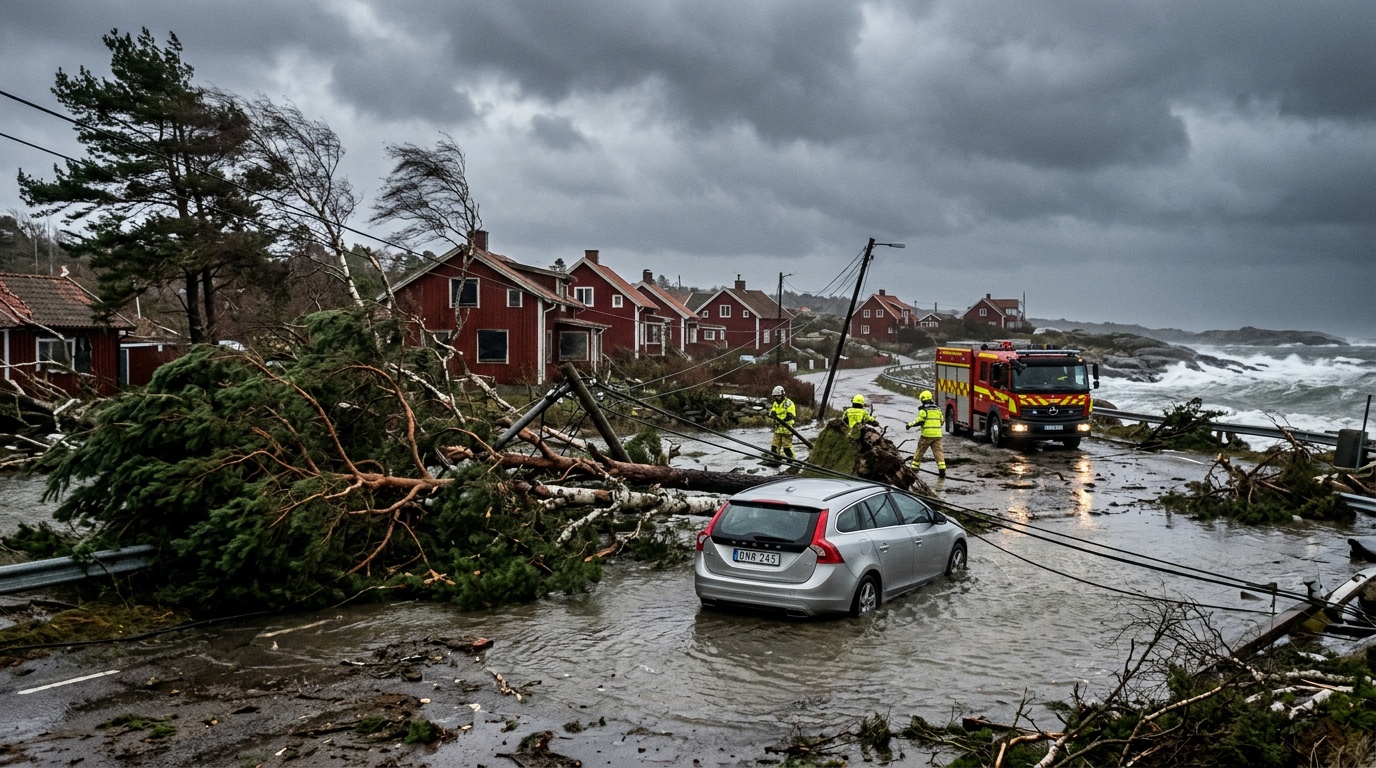 Över 8 000 hushåll utan ström efter stormen Dave