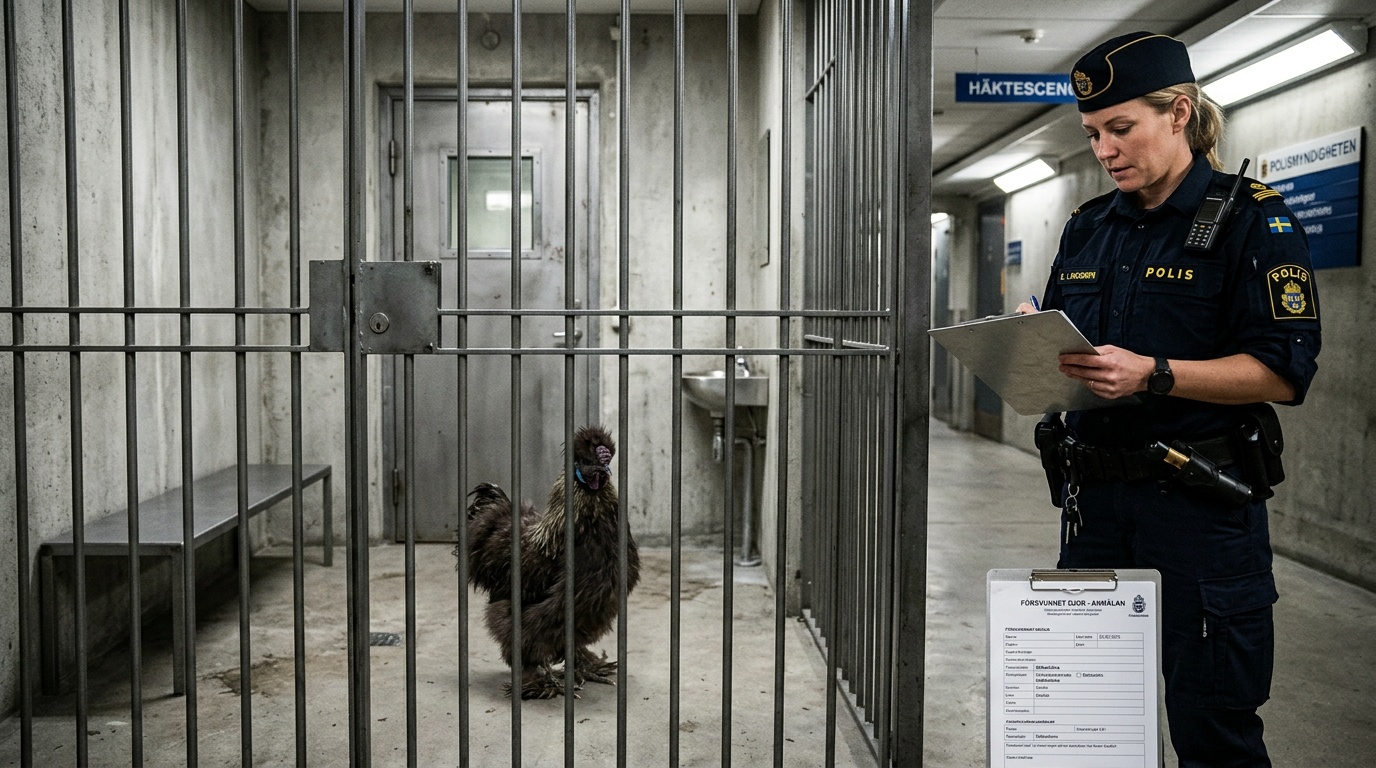 Polisen hittade en silkeshöna i ett soprum i Göteborg