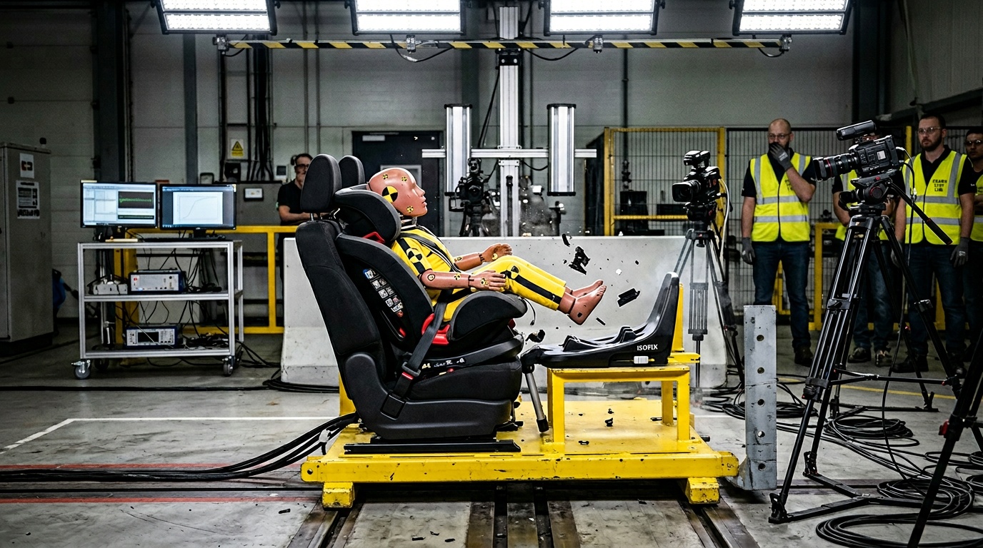 Råd & Rön varnar för livsfarlig bilbarnstol: "Flög fritt inne i bilen"