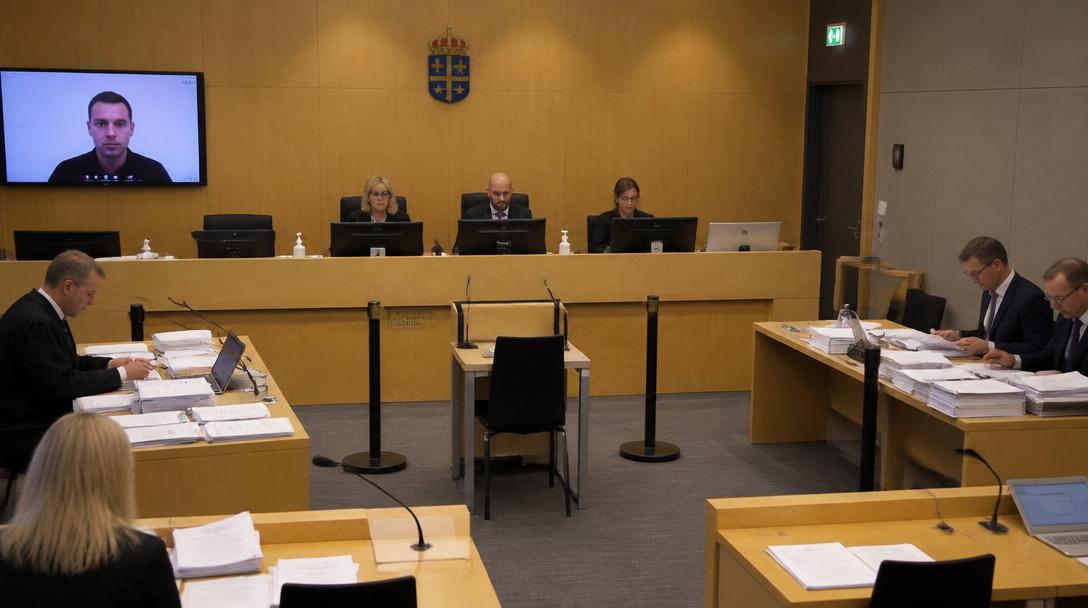 Rättegången mot Jonas Falk inledd – deltog på länk från häktet