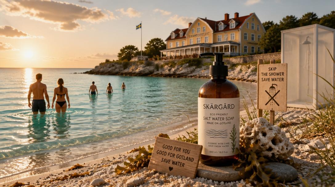 Region Gotland uppmanar turister att bada i havet i stället för att duscha