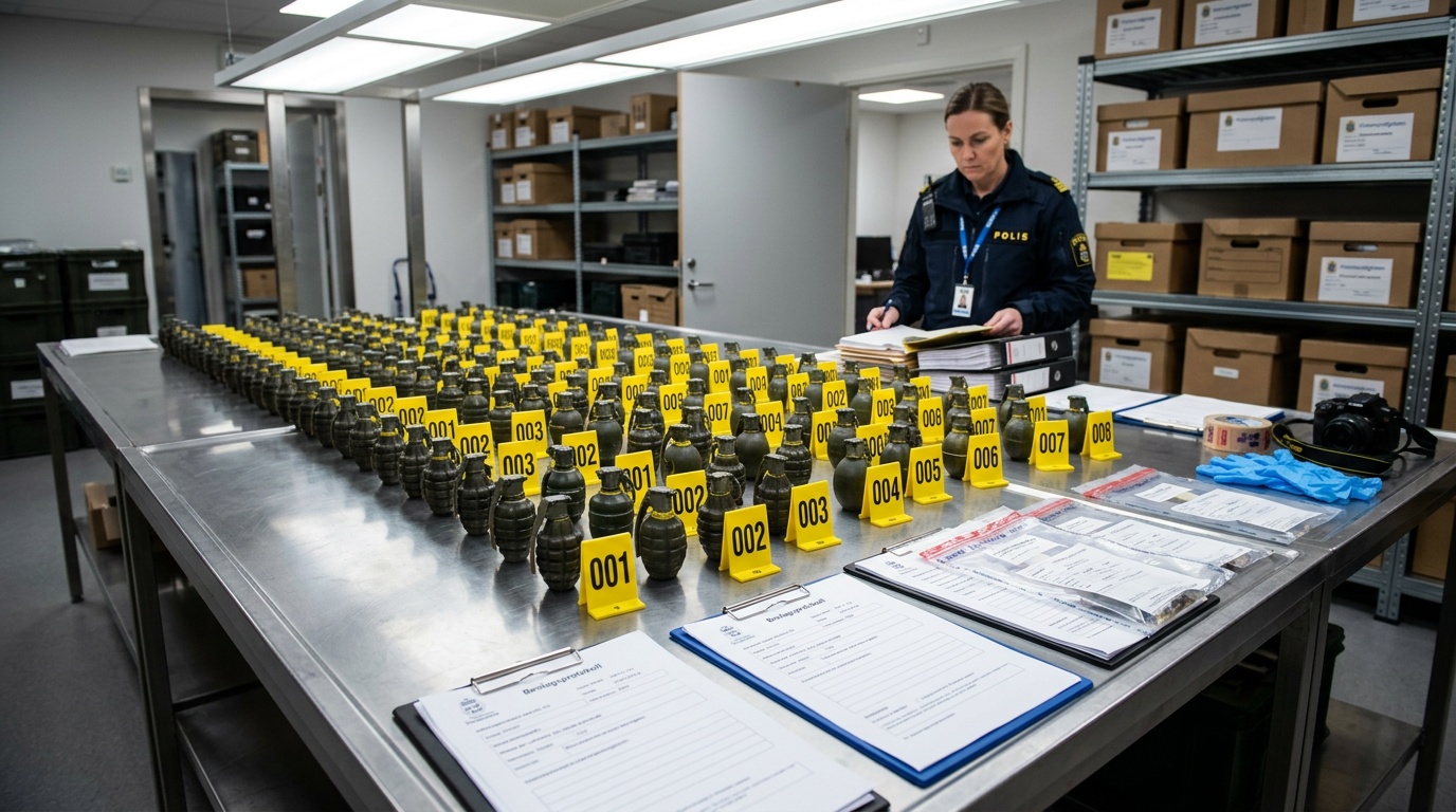 Rekordbeslaget i Västsverige innehöll 100 handgranater