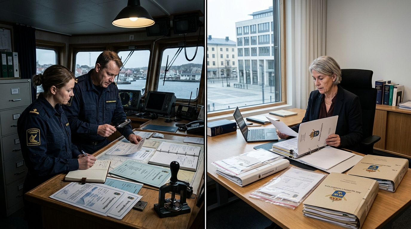 Rysk kapten på bordade fartyget Caffa misstänks ha visat upp falska certifikat