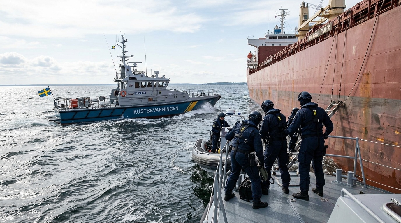 Ryssland "följer noga" efter att två skuggfartyg bordats utanför Trelleborg