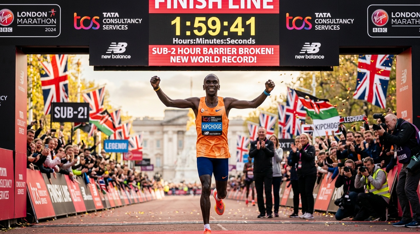 Sabastian Sawe springer maraton på under två timmar – sätter världsrekord i London