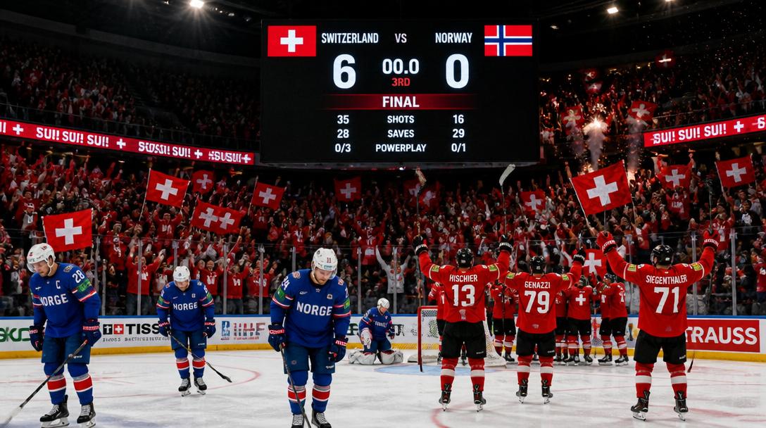 Schweiz krossade Norge med 6–0 i VM-semifinalen