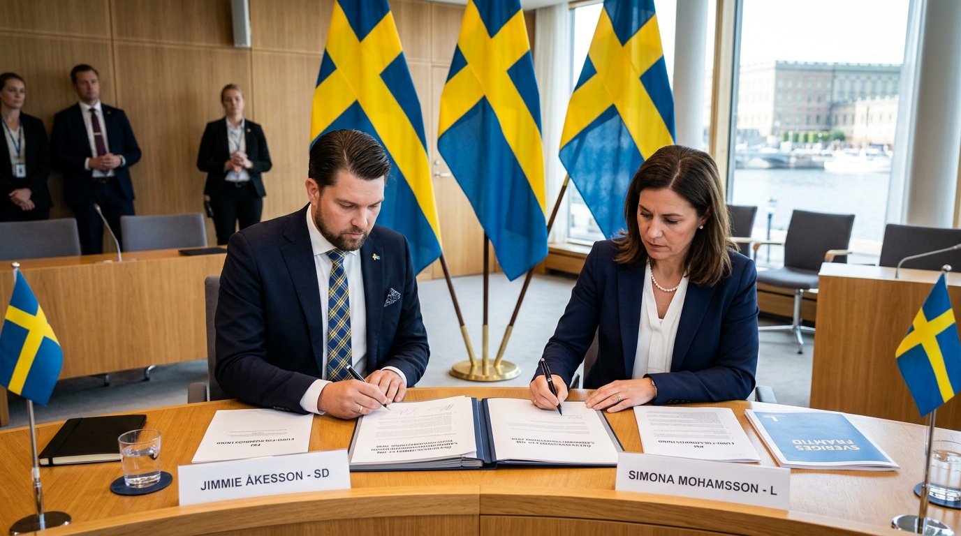 SD och L presenterar Sverigelöftet, ett avtal med 15 punkter inför valet 2026