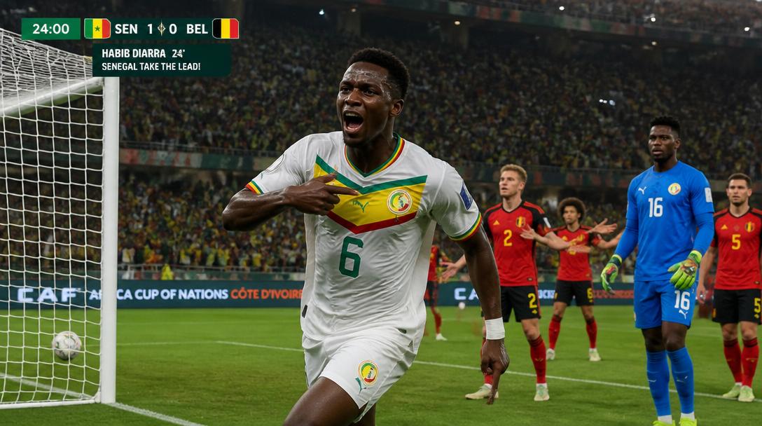 Senegal leder mot Belgien i halvtid efter Diarras returspark