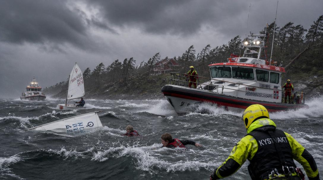 Sex barn räddades när plötsligt oväder drabbade Stockholms skärgård