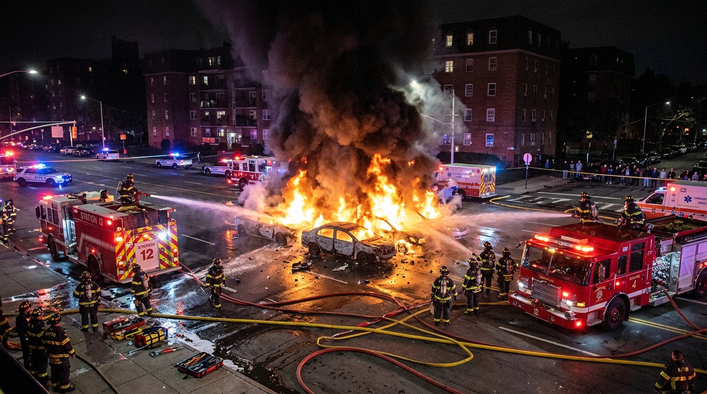 Sju bilar totalförstörda i brand vid industrilokal i Trollhättan