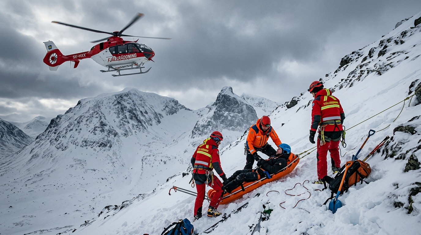 Skidåkare räddades ur lavin vid Kebnekaise – inga allvarliga skador
