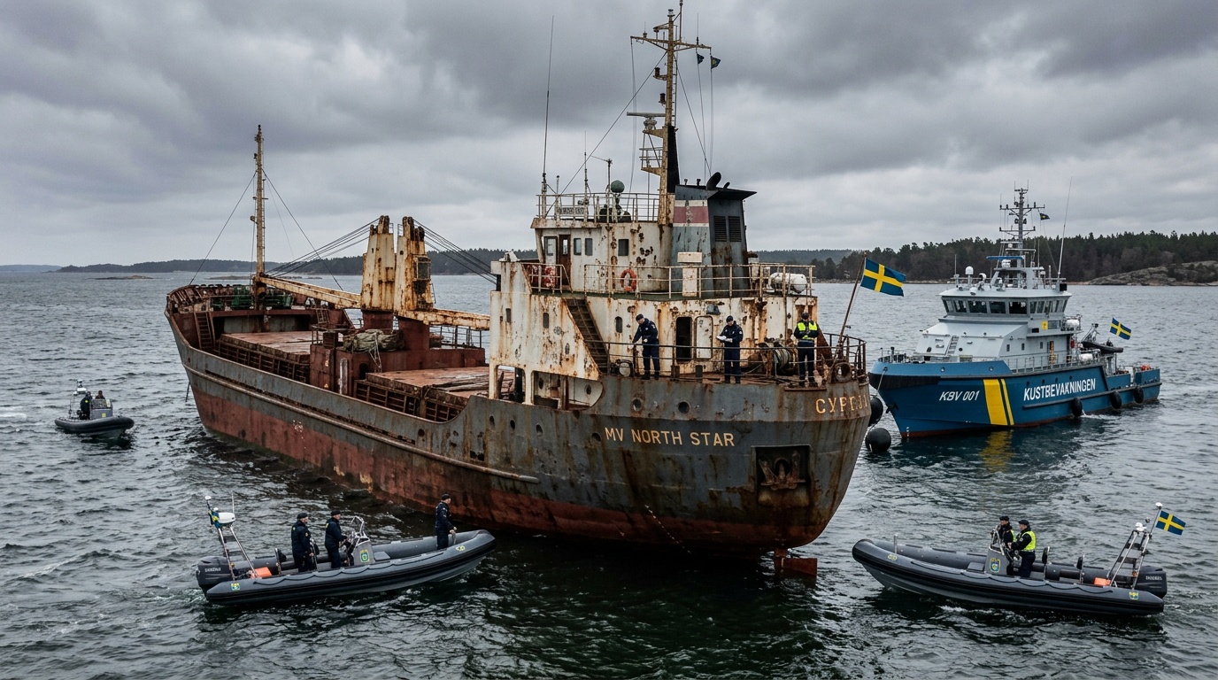 Skuggfartyget Sea Owl 1 beläggs med nyttjandeförbud efter borning utanför Trelleborg