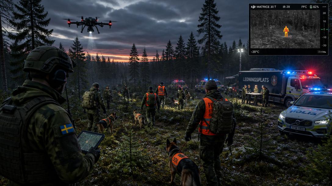 Sökinsatsen i Nyåker fortsätter hela natten efter försvunnen pojke