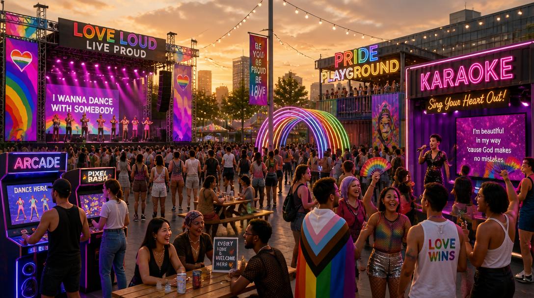 Stockholm Prides nya festivalområde Pride District invigt i Slakthusområdet