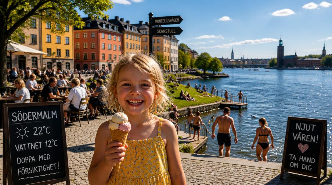 Stockholmare njuter av ovanlig majvärme, men experter varnar för kallt vatten