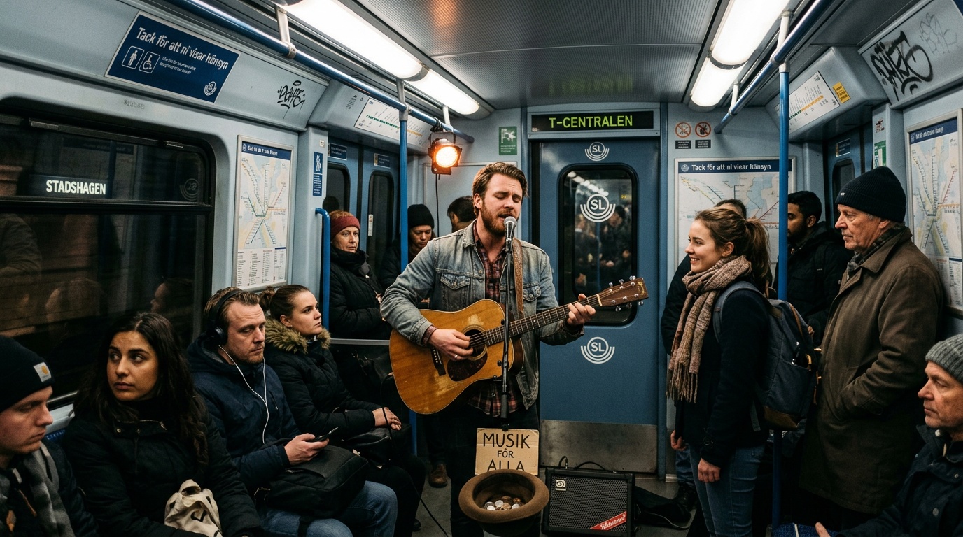 Stockholms tunnelbanetrubadur avvisades av SL-vakter på påskafton